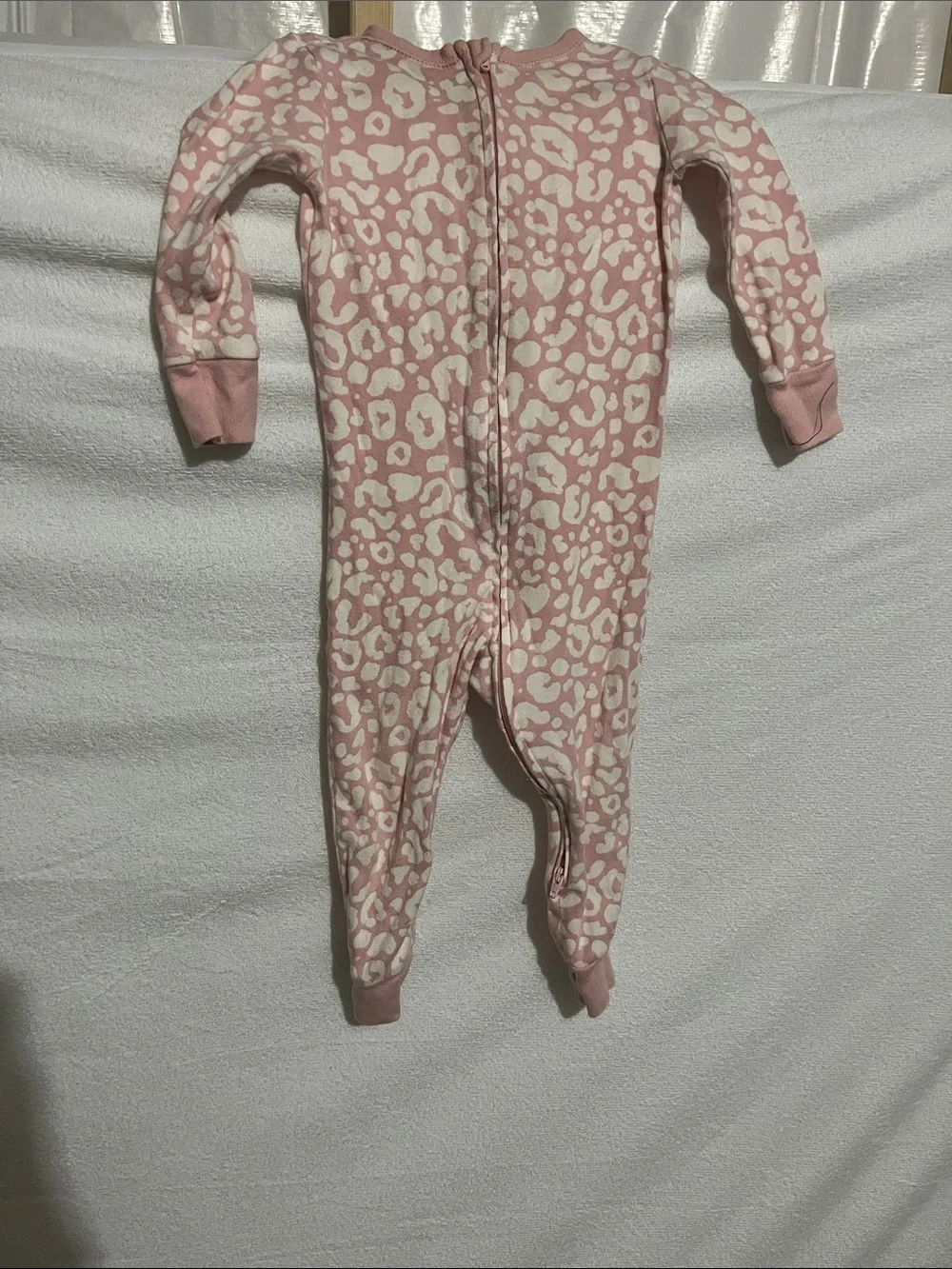 Old Navy Pink and White Leopard Kids Footed One-Piece Pajamas